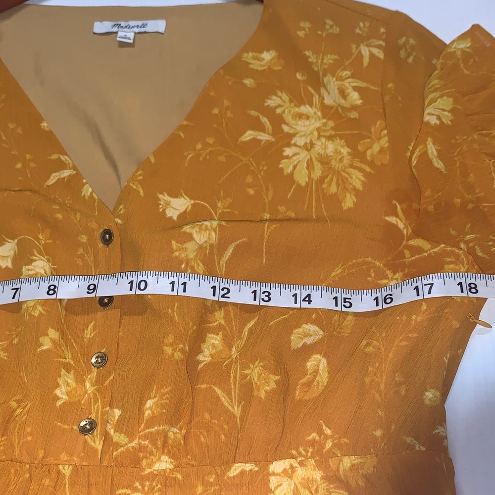 Madewell Mustard Floral Maxi Women’s Size 6 Dress Cottage Core Milk Maid Breezy - Picture 8 of 15